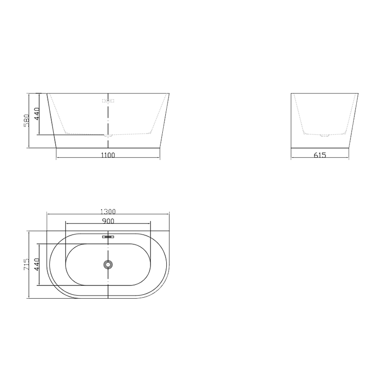 Baignoire autoportante en acrylique avec panneaux latéraux 2023 - JS-771 (1)