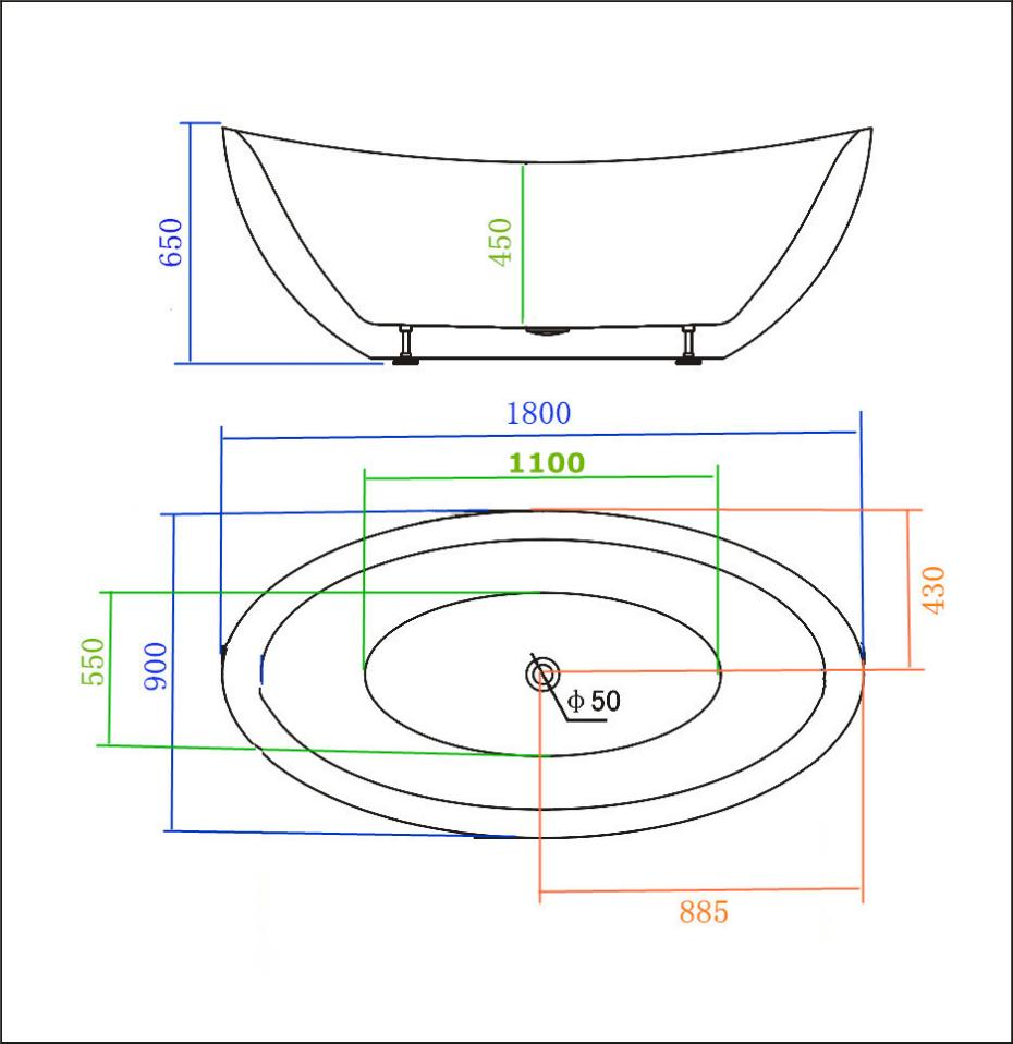 Modernt vitt badkar i akryl JS-723 - 2023 Design 4