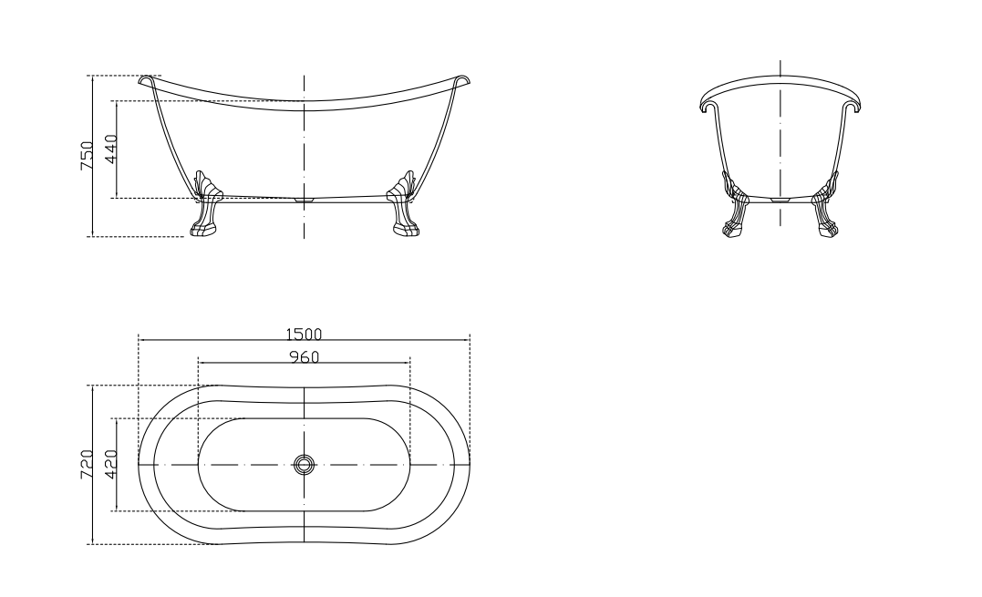 2023 Elegant White Acrylic Clawfoot Bathtub - JS-726 in 1.5m  4