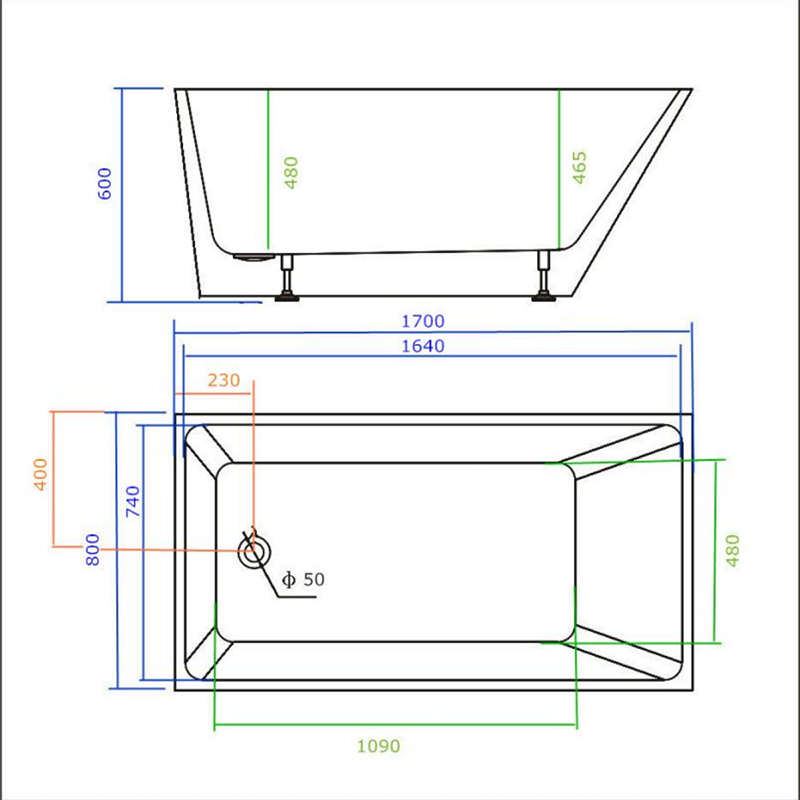 JS-735B Freestanding Bathtub - Modern Style and Top-Quality Acrylic Material (1)