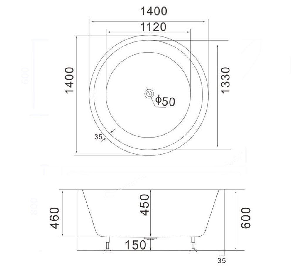 New round acrylic freestanding bathtub JS-732 with unique design 4