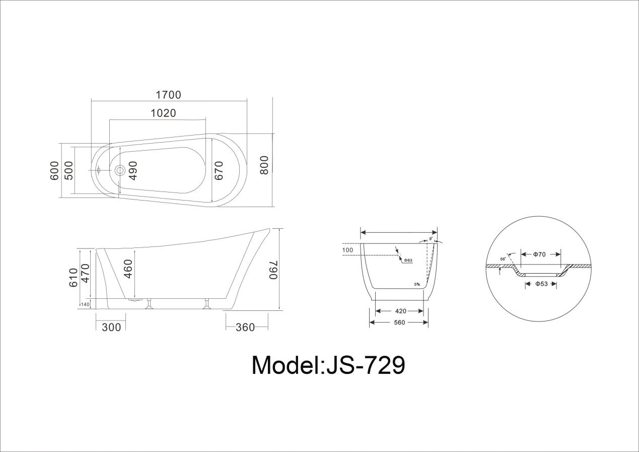 Unique Personality Style Tub High Quality Material Bathtub JS-729 4